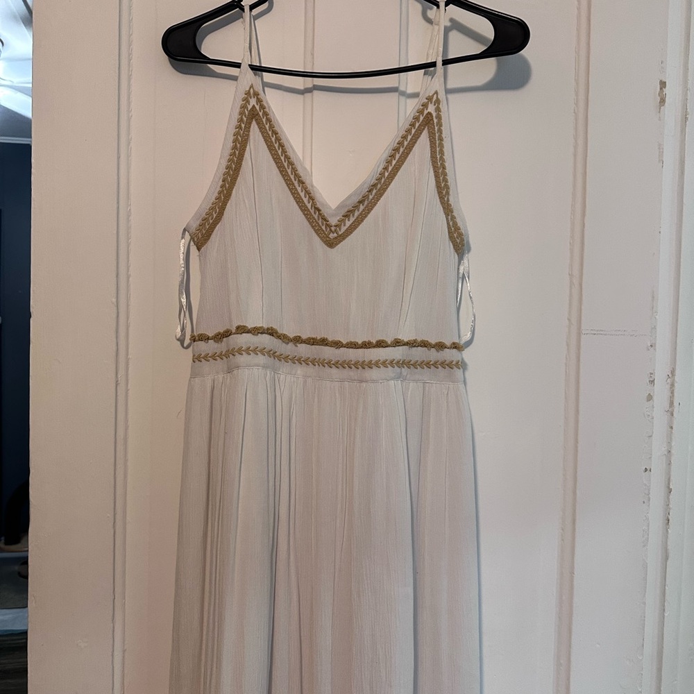 Chic White and Gold Maxi Dress